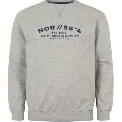 North 56°4 Gråmelert college-genser med trykk på brystet 3XL-8XL